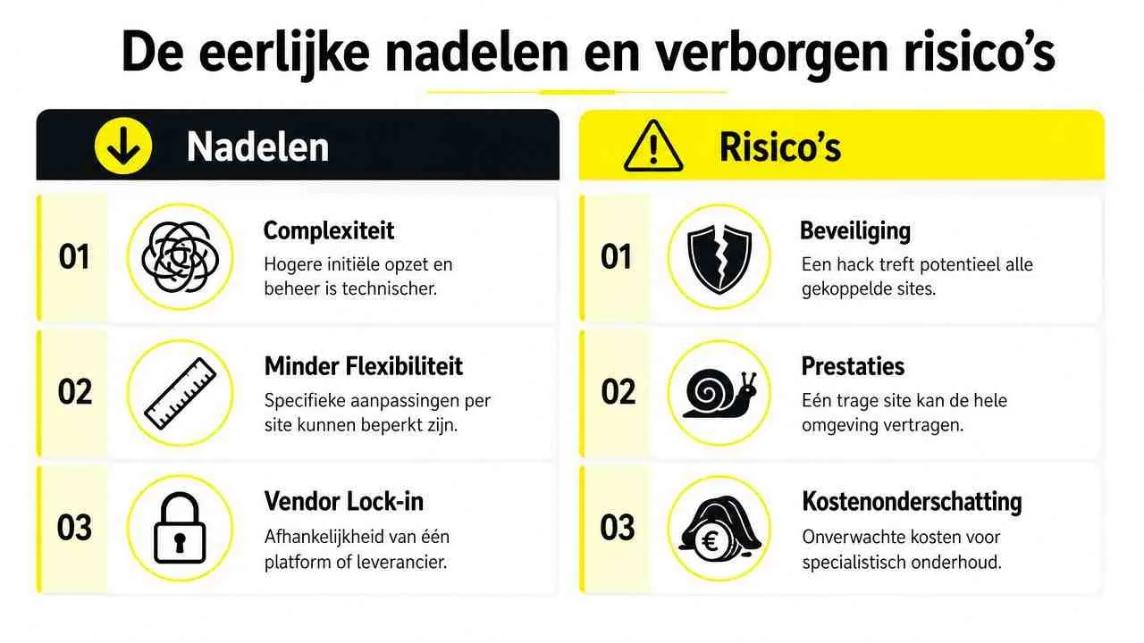Een overzicht van de eerlijke nadelen en verborgen risico's bij het beheer van een multi site website.