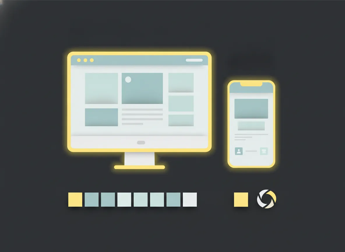 Ontwerp van een homepage met mobiele weergave en huisstijlkleuren tijdens de designfase
