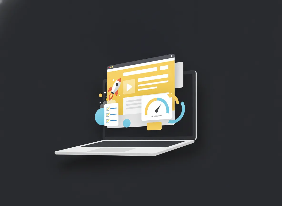 Livegang van een WordPress website met snelheidsmeter en checklist na het testen