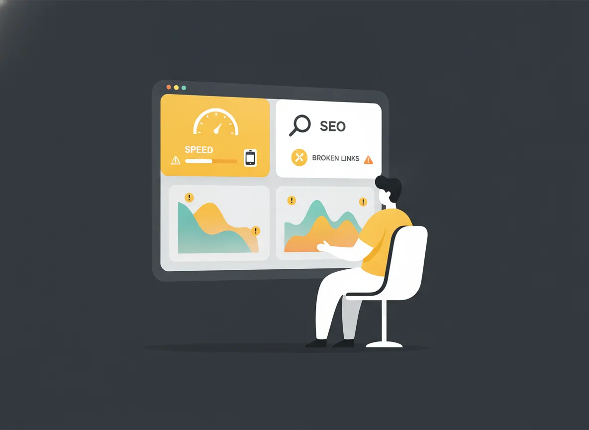 Ondernemer controleert technische SEO-valkuilen en laadsnelheid van een Shopify-webshop