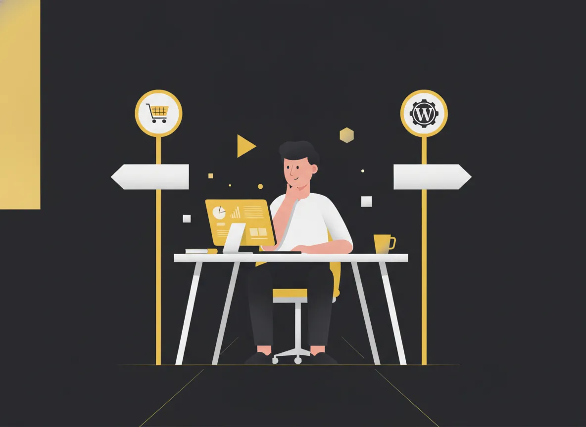 MKB-ondernemer maakt een keuze tussen Shopify en WooCommerce voor de webshop