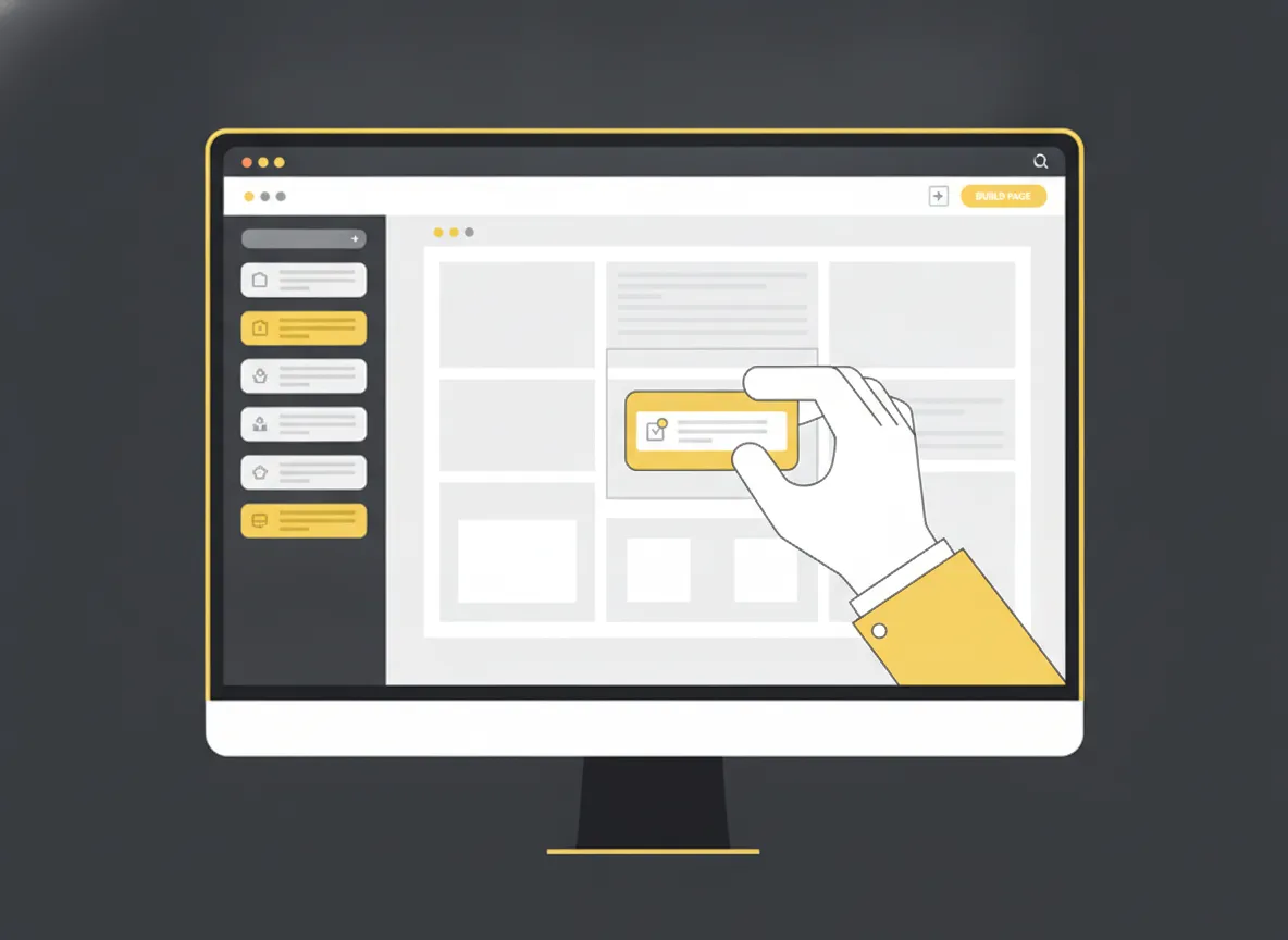 Pagina opbouwen in Breakdance page builder door secties te verslepen op het scherm